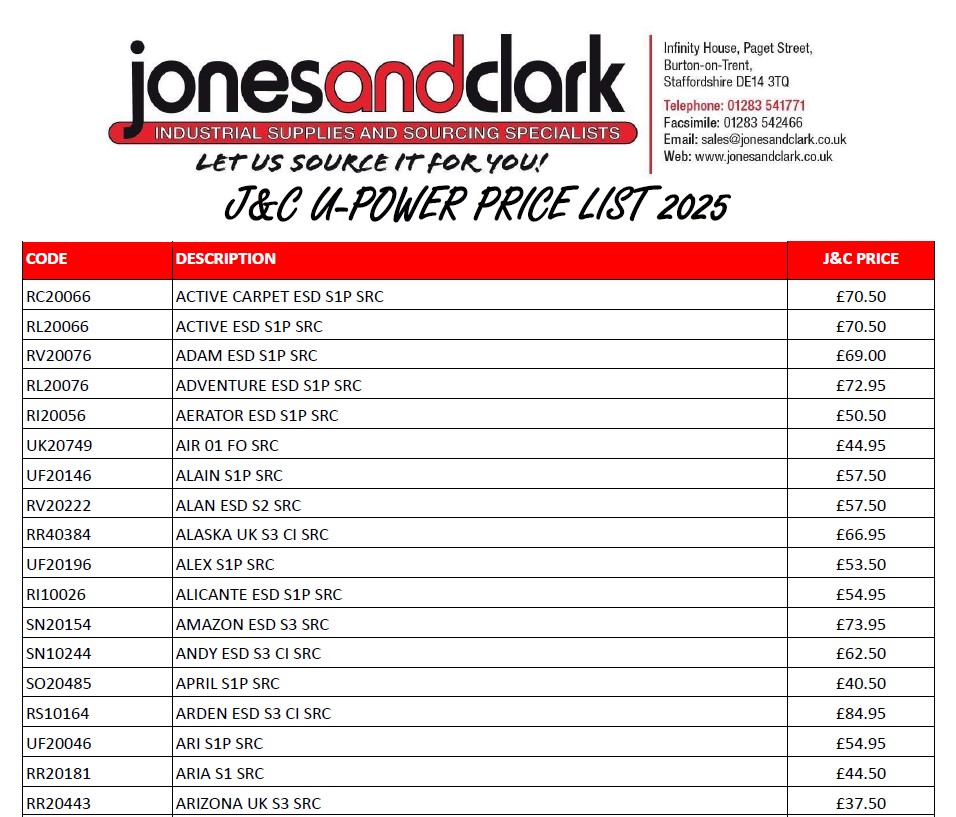 U-POWER J&C PRICE LIST 2025